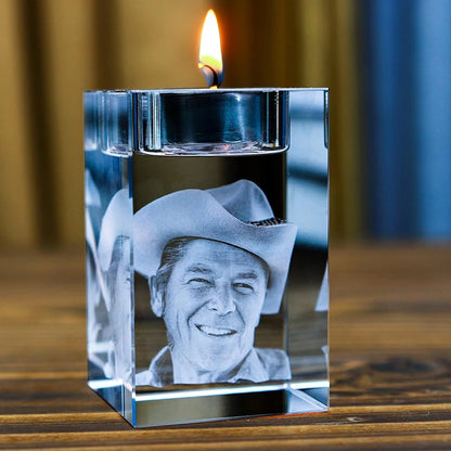 Personalized 3D Crystal Photo Candleholder – Custom Memorial Gift for Loved Ones & Pets
