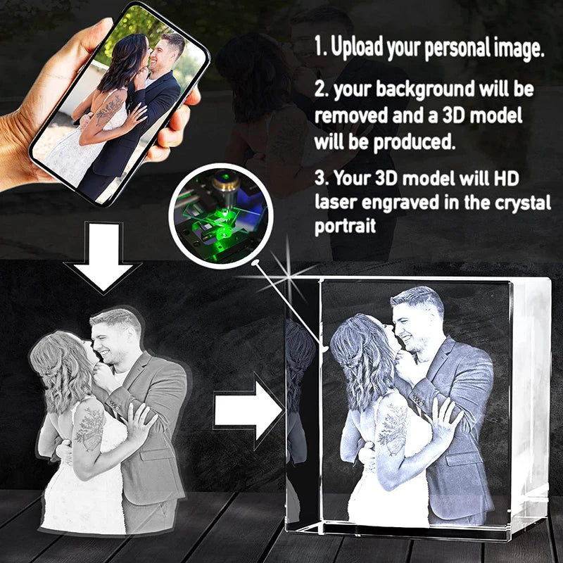 Personalized 3D Crystal Photo Candleholder – Custom Memorial Gift for Loved Ones & Pets