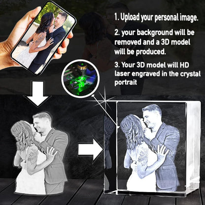 Personalized 3D Crystal Photo Candleholder – Custom Memorial Gift for Loved Ones & Pets