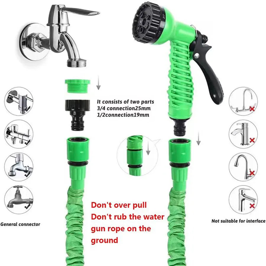 Retractable Magic Hose High Pressure Car Wash Water Gun Garden